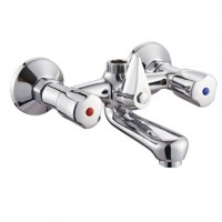 Double Lever Brass Chrome Shower Bath MIxer Wall Mounted Two Handles Economic Bathroom Bath Faucets